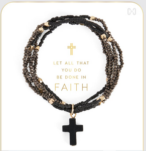 Faithfully Cross Stretch Bracelet