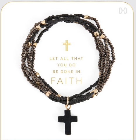 Faithfully Cross Stretch Bracelet