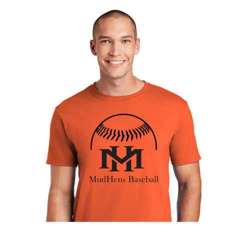 Mudhens Cotton Tee - Baseball with Mudhens Name Design