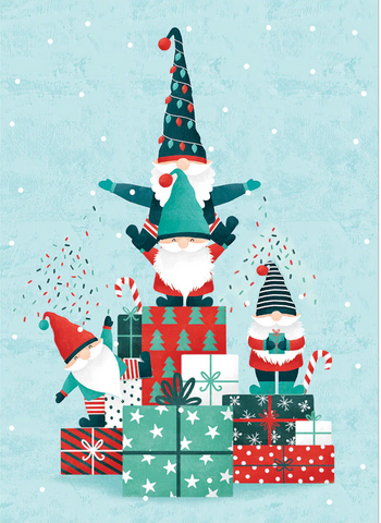Gnomes Piled High Holiday Card