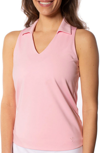 Light Pink Sleeveless Sport Polo | The Lisa
