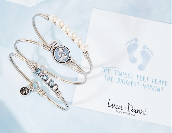 Luca + Danni Little Footsteps Bangle Bracelet in Blue