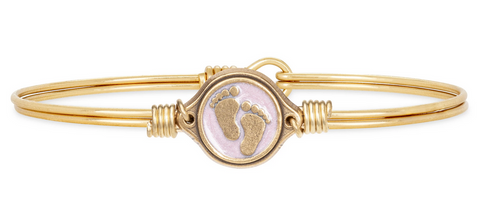 Luca + Danni Little Footsteps Bangle Bracelet in Pink