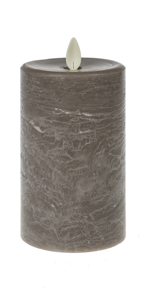 Gray LED Textured Wax Pillar Candle (Small)