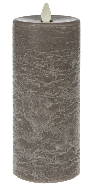 Gray LED Textured Wax Pillar Candle (Large)