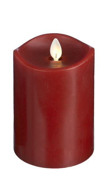 Red LED Wax Pillar Candle (Small)