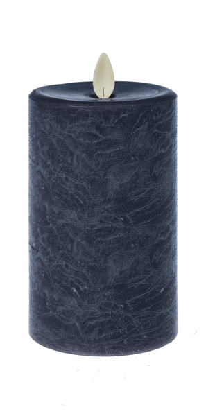 Blue LED Textured Wax Pillar Candle (Small)