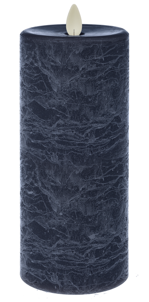 Blue LED Textured Wax Pillar Candle (Large)