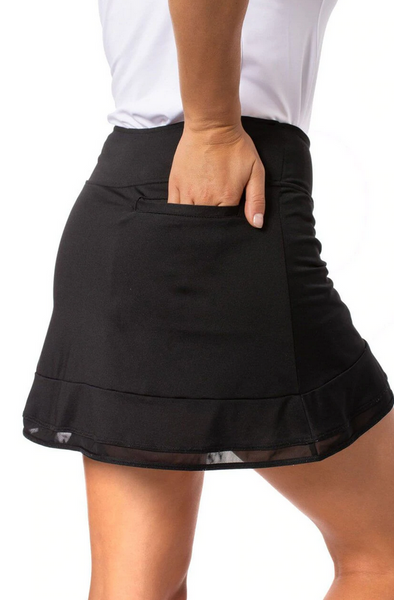 Pull-On Ruffle Stretch Skort 16.5" | Black Top Golf