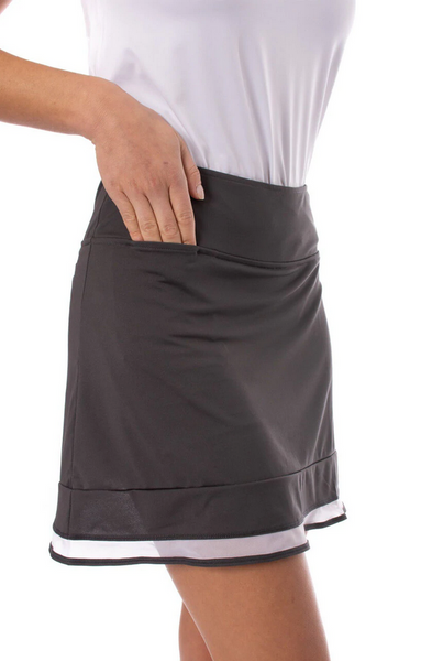 Pull-On Ruffle Stretch Skort 16.5" | Charcoal Top Golf