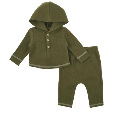 Olive Hooded Two-Piece Set