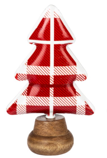 Red, White & Black Plaid Tree on Stand