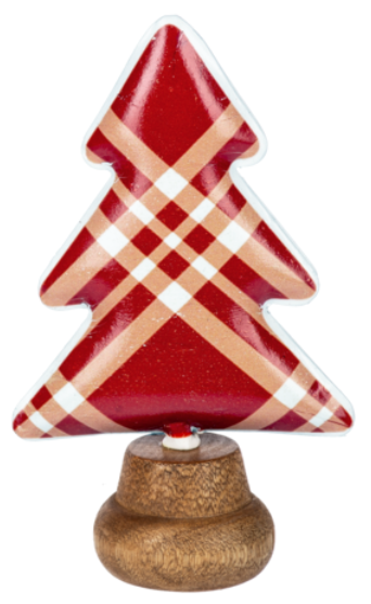 Red, White & Black Plaid Tree on Stand