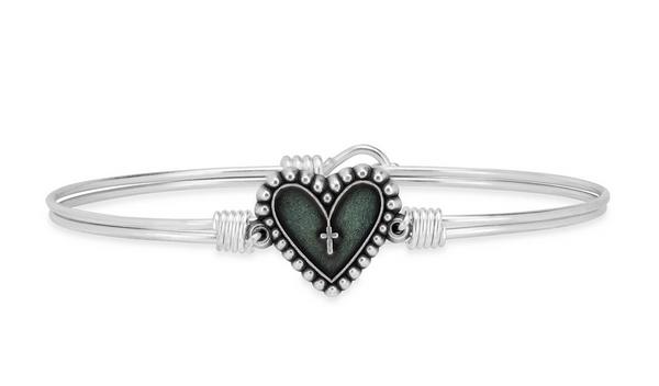 Luca + Danni Rosary Heart Bangle Bracelet