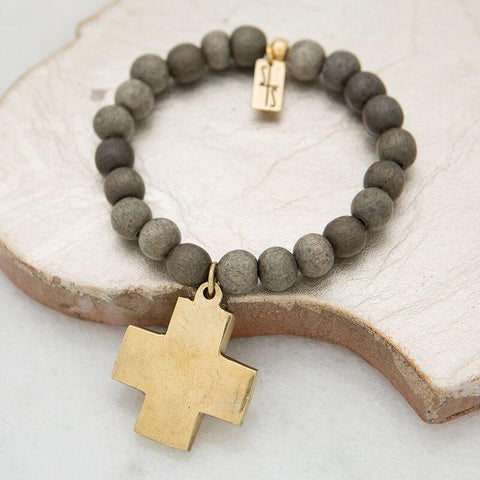 Gray Cross Stretch Bracelet