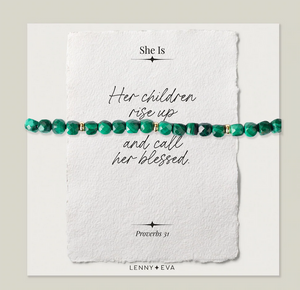 She Is Bracelet-"Her children rise up and call her blessed"-Malachite