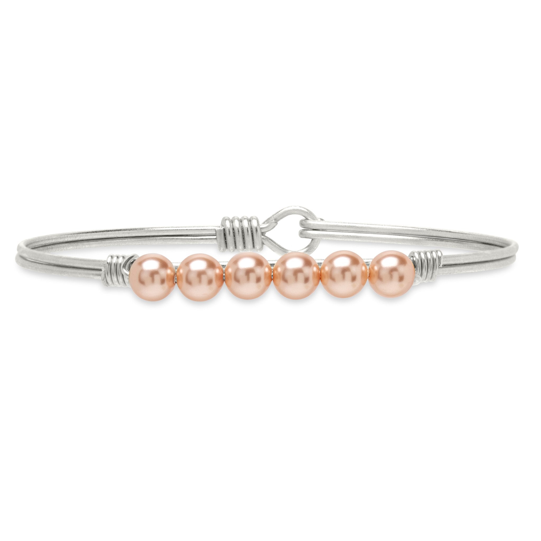 Luca + Danni Crystal Pearl Bangle Bracelet in Peach