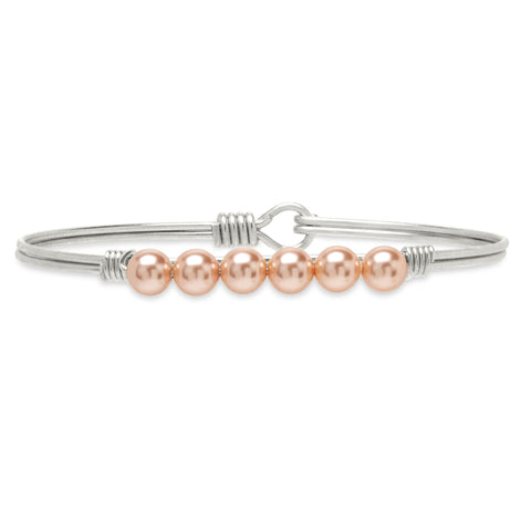 Luca + Danni Crystal Pearl Bangle Bracelet in Peach