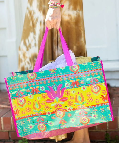 Floral Border Carryall Tote