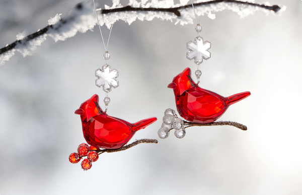 Holiday Snowflake Cardinal Ornaments