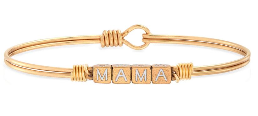 Mama Blocks Bangle Bracelet in White
