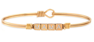 Mama Blocks Bangle Bracelet in White