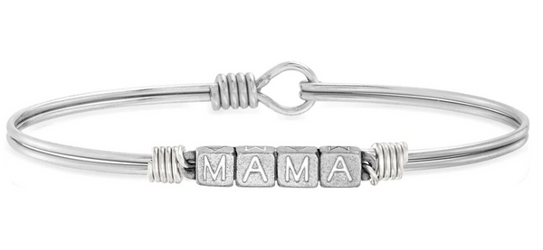 Mama Blocks Bangle Bracelet in White