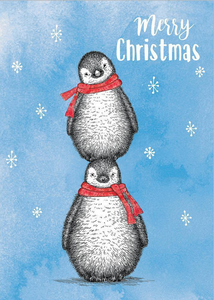 Boho Christmas Penguins Holiday Card