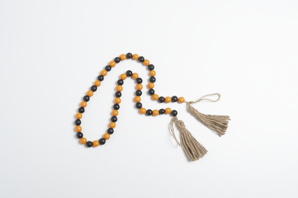 Halloween Wood Beaded Garland with Tassel