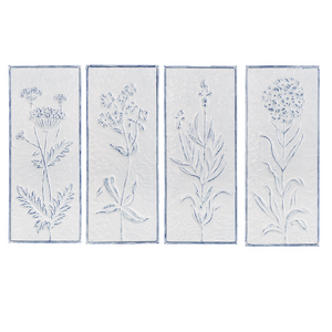 Blue & White Enamel Embossed Floral Wall Decor