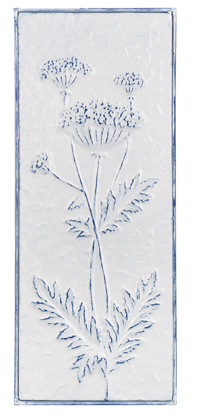 Blue & White Enamel Embossed Floral Wall Decor