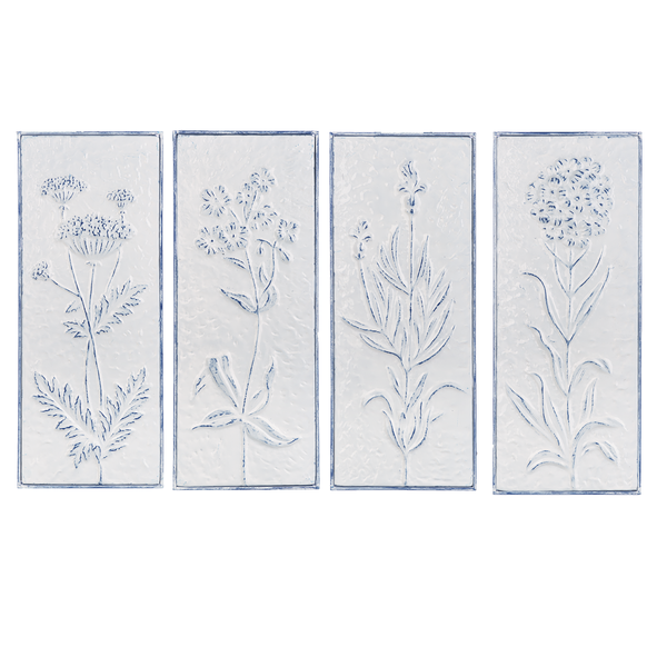 Blue & White Enamel Embossed Floral Wall Decor