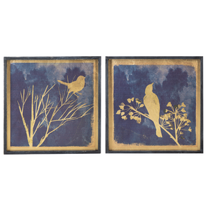 Blue & Gold Bird Wall Decor