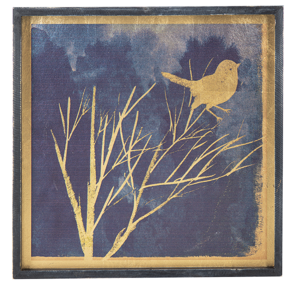 Blue & Gold Bird Wall Decor