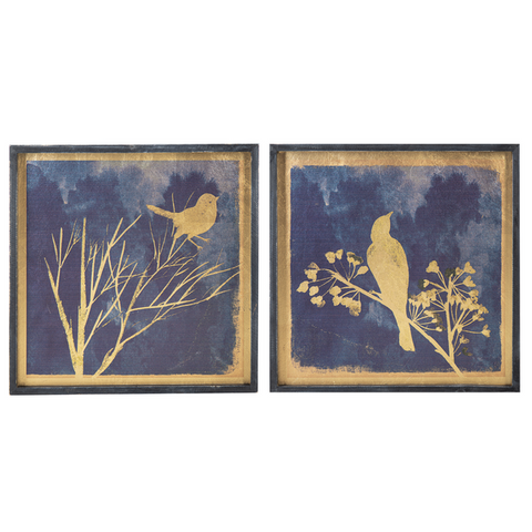 Blue & Gold Bird Wall Decor