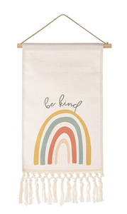 Rainbow Wall Hanging with Fringe Wall Decor