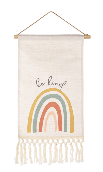Rainbow Wall Hanging with Fringe Wall Decor