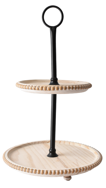 Round Beaded Edge Two Tier Stand