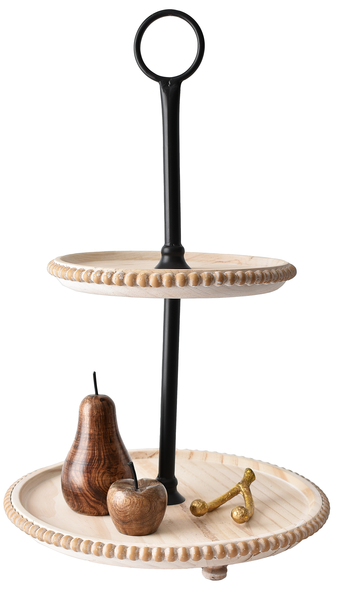 Round Beaded Edge Two Tier Stand