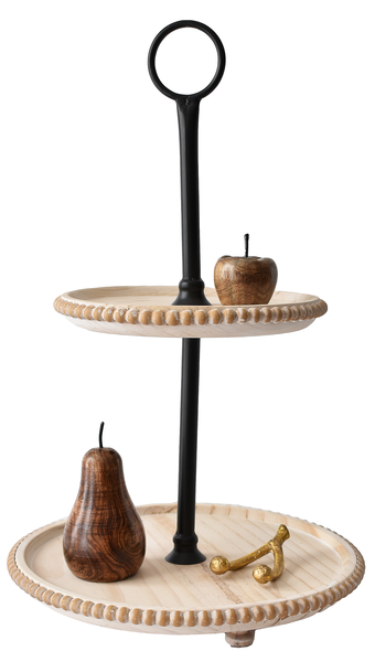 Round Beaded Edge Two Tier Stand