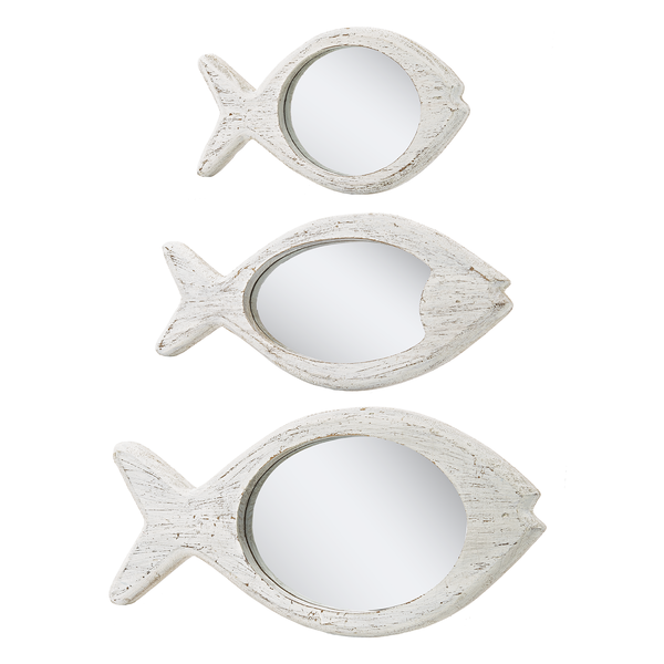 Whitewash Fish Accent Wall Mirror (3 pc. set)