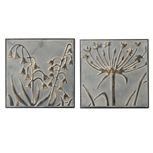 Small Embossed Greywash with Gold Wildflower Wall Decor