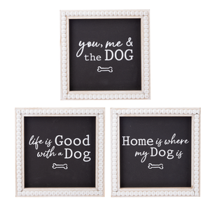 Dog Text with Beaded Frame Wall Decor