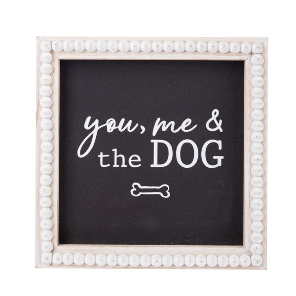 Dog Text with Beaded Frame Wall Decor