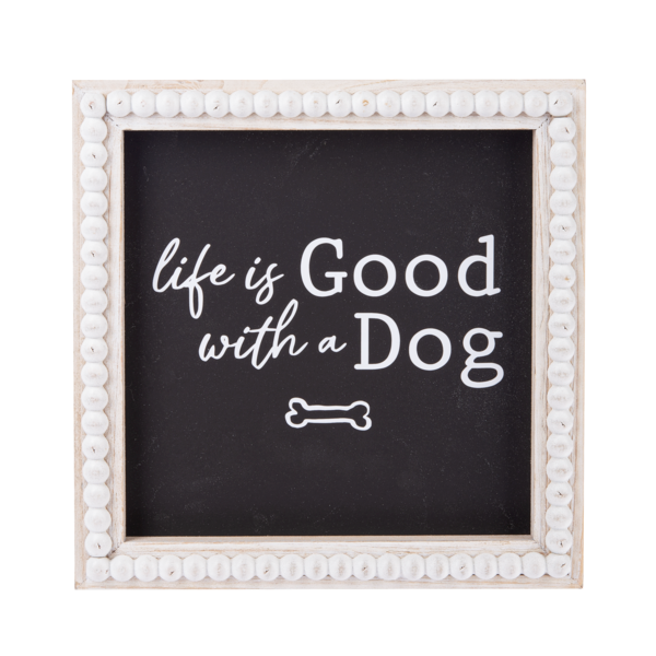 Dog Text with Beaded Frame Wall Decor