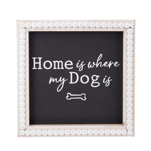 Dog Text with Beaded Frame Wall Decor