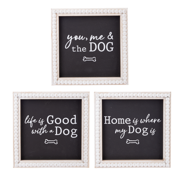 Dog Text with Beaded Frame Wall Decor