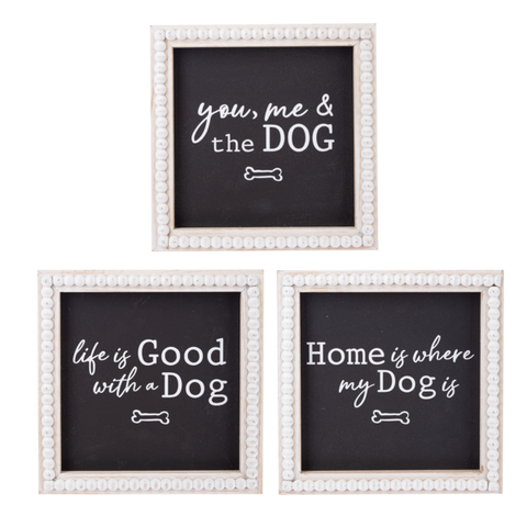 Dog Text with Beaded Frame Wall Decor