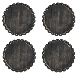 Blackwash Round Wood Beaded Coaster (4 pc. set)