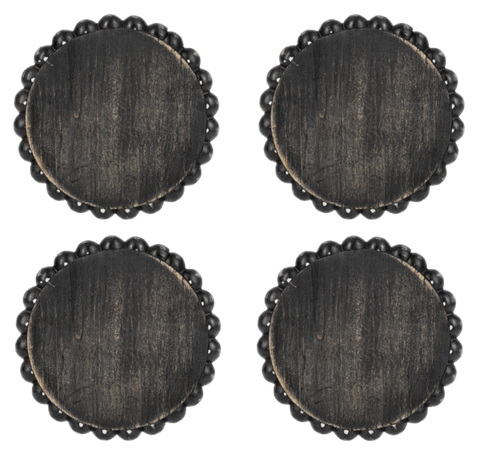 Blackwash Round Wood Beaded Coaster (4 pc. set)